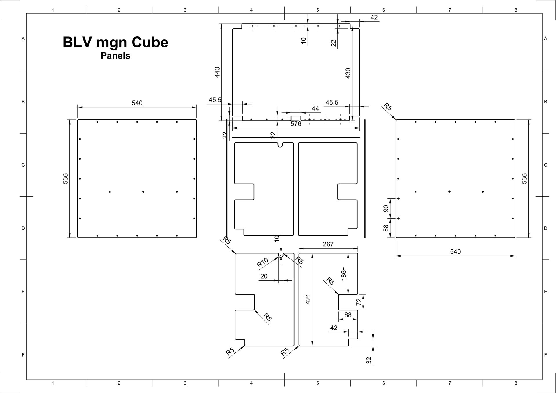 BLV mgn Cube panel dimensions