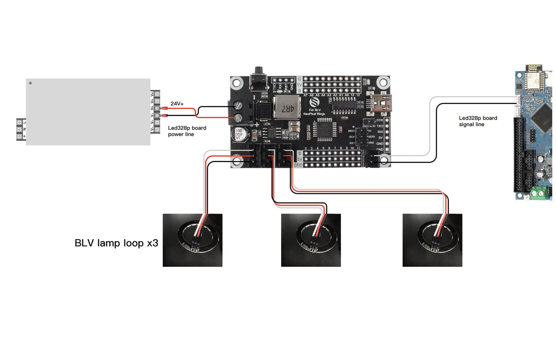 BLV Neopixel module wiring